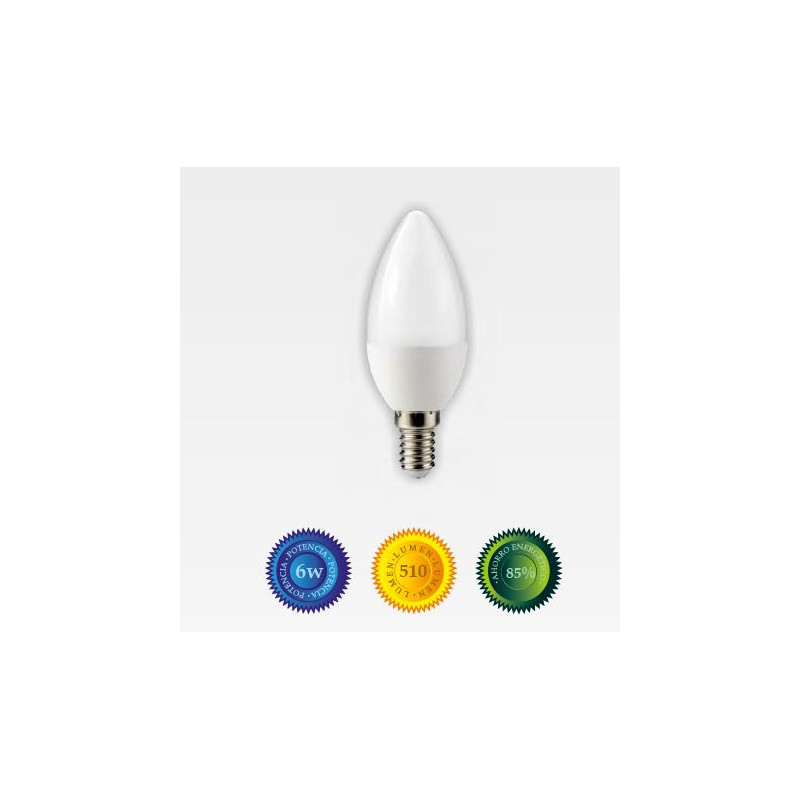 Bombilla led vela E14 6W luz blanca