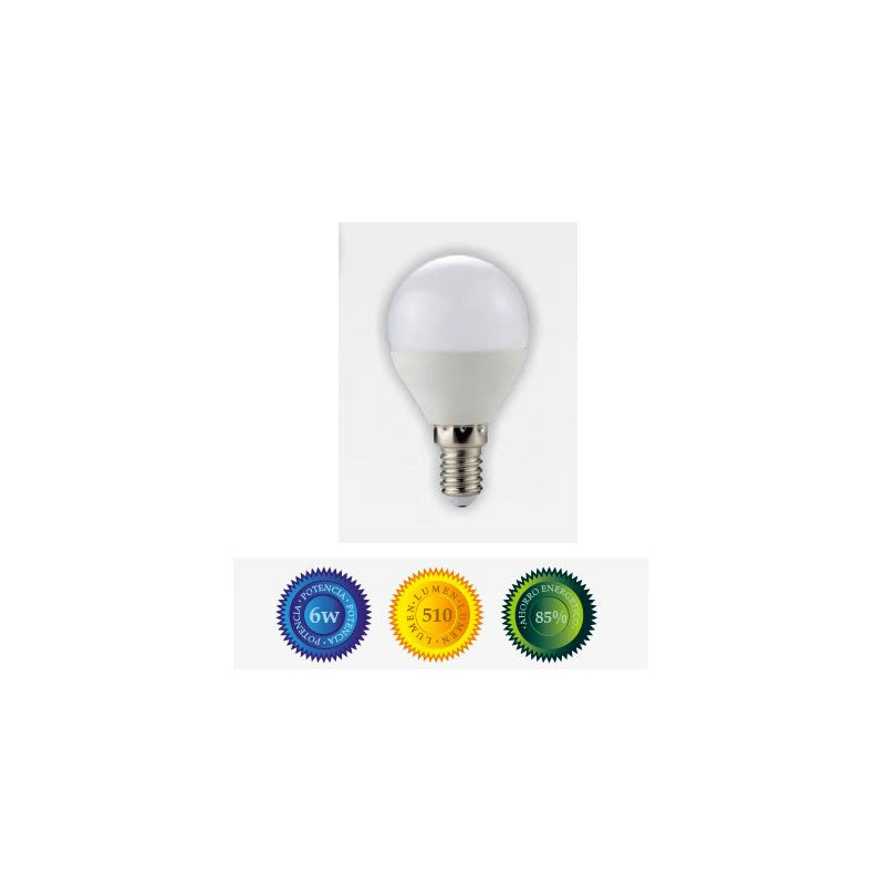 Bombilla led esferica E14 6W luz blanca