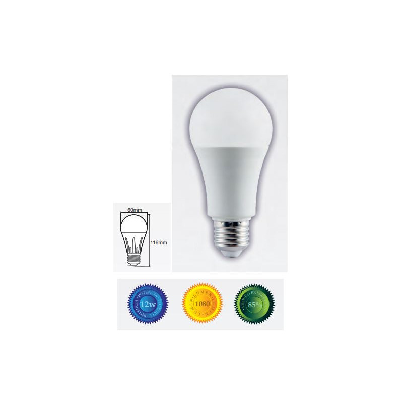 Bombilla led estandar E27 12W luz blanca