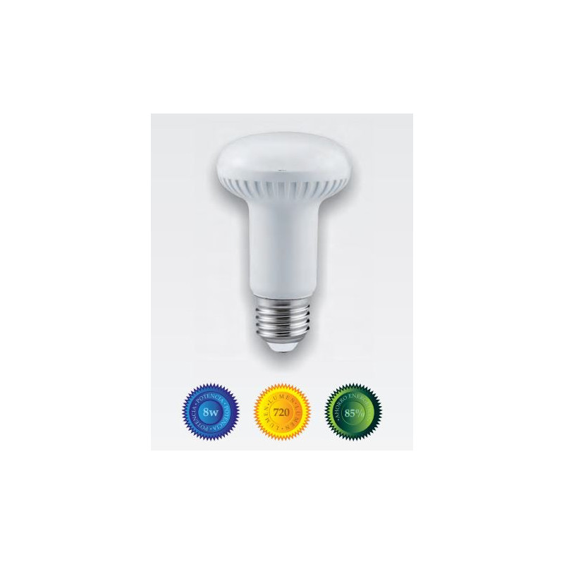 Bombilla led R63 E27 8W luz blanca