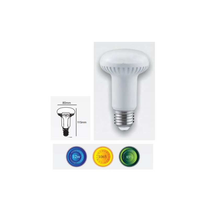 Bombilla led R80 E27 12W luz blanca