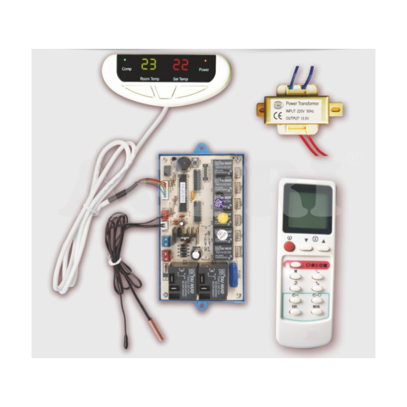 Kit universal sustitución de placa electrónica aire acondicionado con 6 relés de control.